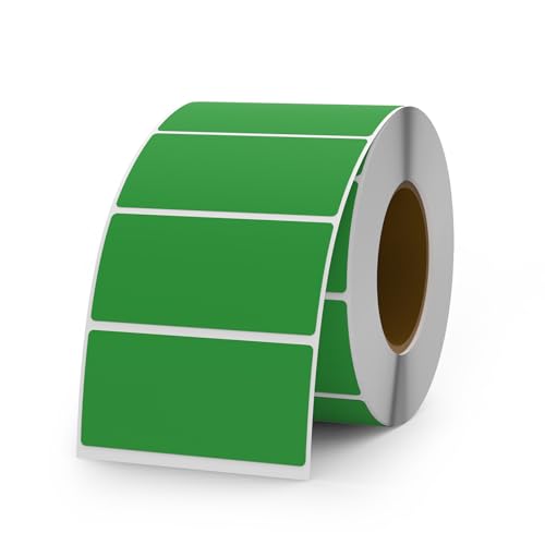 YIKIADA Grün Etiketten 25 × 50 mm Rechteckig Aufkleber Wasserdichte Vinyl Ablösbar Klebeetiketten Selbstklebend Namensschild Rolle für Umzug Büro Lager Haus 500 Stück von YIKIADA