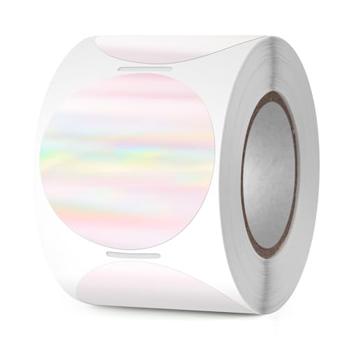 YIKIADA Holographic Thermoetiketten Runde Vinyl 50 mm Regenbogen Rolle Selbstklebend Punktaufkleber Wasserdicht Glitter Aufkleber für Logo Barcode QR Code Office Home 300 Stück YIKIADA Holographic Thermoetiketten Runde Vinyl 50 mm Regenbogen Rolle Selbstklebend Punktaufkleber Wasserdicht Glitter Aufkleber für Logo Barcode QR Code Office Home 300 Stück von YIKIADA