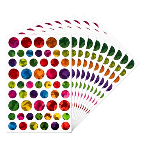 YIKIADA Holographisch Punktaufkleber Vinyl Selbstklebende Glitzer Runde Aufkleber Kinder Bunt Klebepunkte Etiketten für Belohnung Scrapbooking 540 Stück von YIKIADA