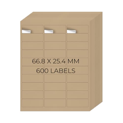 YIKIADA Kraft Universal Etiketten 66,8 × 25,4 MM Vinyl Selbstklebend Ablösbar Blanko Aufkleber Bedruckbar Namenaufkleber Büro Adressetiketten für Tintenstrahl- und Laserdruckern 600 Stück YIKIADA Kraft Universal Etiketten 66,8 × 25,4 MM Vinyl Selbstklebend Ablösbar Blanko Aufkleber Bedruckbar Namenaufkleber Büro Adressetiketten für Tintenstrahl- und Laserdruckern 600 Stück von YIKIADA