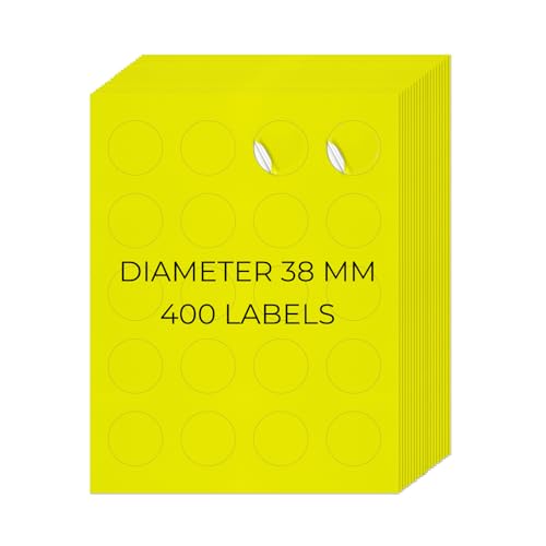 YIKIADA Neon Gelb Universal Etiketten 38 MM Vinyl Selbstklebend Ablösbar Rund Aufkleber Bedruckbar Klebeetiketten Blanko Adressetiketten für Tintenstrahl- und Laserdruckern 400 Stück YIKIADA Neon Gelb Universal Etiketten 38 MM Vinyl Selbstklebend Ablösbar Rund Aufkleber Bedruckbar Klebeetiketten Blanko Adressetiketten für Tintenstrahl- und Laserdruckern 400 Stück von YIKIADA