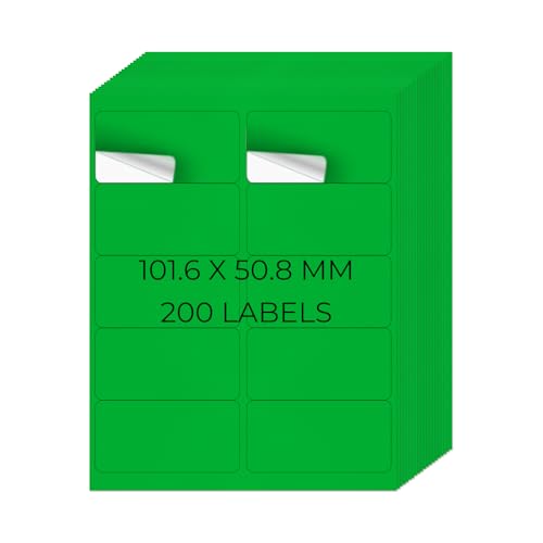 YIKIADA Neon Grün Universal Etiketten 50,8 × 101,6 MM Vinyl Selbstklebend Ablösbar Blanko Aufkleber Bedruckbar Namenaufkleber Büro Adressetiketten für Tintenstrahl- und Laserdruckern 200 Stück YIKIADA Neon Grün Universal Etiketten 50,8 × 101,6 MM Vinyl Selbstklebend Ablösbar Blanko Aufkleber Bedruckbar Namenaufkleber Büro Adressetiketten für Tintenstrahl- und Laserdruckern 200 Stück von YIKIADA