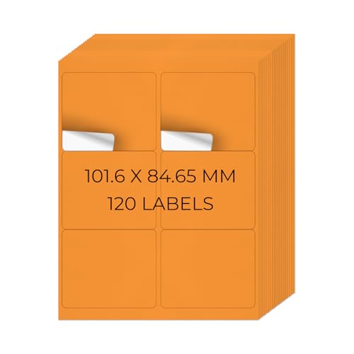YIKIADA Neon Orange Universal Etiketten 101,6 × 84,67 MM Vinyl Selbstklebend Ablösbar Blanko Aufkleber Bedruckbar Namenaufkleber Büro Adressetiketten für Tintenstrahl- und Laserdruckern 120 Stück YIKIADA Neon Orange Universal Etiketten 101,6 × 84,67 MM Vinyl Selbstklebend Ablösbar Blanko Aufkleber Bedruckbar Namenaufkleber Büro Adressetiketten für Tintenstrahl- und Laserdruckern 120 Stück von YIKIADA