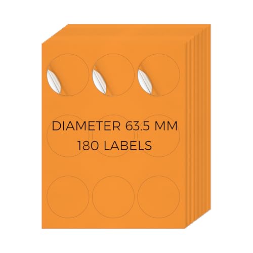 YIKIADA Neon Orange Universal Etiketten 63,5 MM Vinyl Selbstklebend Ablösbar Rund Aufkleber Bedruckbar Klebeetiketten Blanko Adressetiketten für Tintenstrahl- und Laserdruckern 180 Stück YIKIADA Neon Orange Universal Etiketten 63,5 MM Vinyl Selbstklebend Ablösbar Rund Aufkleber Bedruckbar Klebeetiketten Blanko Adressetiketten für Tintenstrahl- und Laserdruckern 180 Stück von YIKIADA
