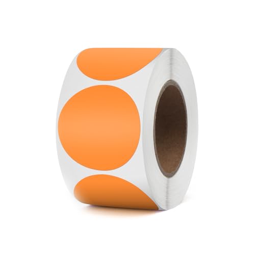 YIKIADA Orange Punkte Thermo-Etikett Vinyl 38 mm Selbstklebend Rolle Adressaufkleber Wasserdicht Drucker Aufkleber für Logo Barcode QR Code Inventar 500 Stück von YIKIADA