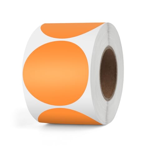 YIKIADA Orange Punkte Thermo-Etikett Vinyl 50 mm Selbstklebend Rolle Adressaufkleber Wasserdicht Drucker Aufkleber für Logo Barcode QR Code Inventar 500 Stück von YIKIADA