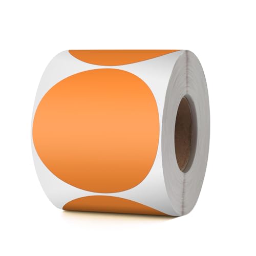 YIKIADA Orange Punkte Thermo-Etikett Vinyl 76 mm Selbstklebend Rolle Adressaufkleber Wasserdicht Drucker Aufkleber für Logo Barcode QR Code Inventar 500 Stück von YIKIADA