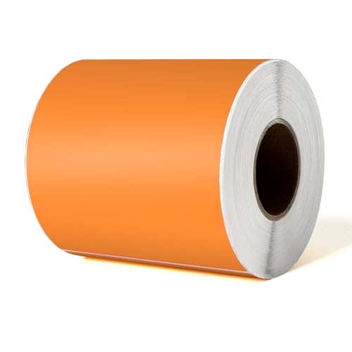 YIKIADA Orange Thermo-Etikett Vinyl 150 x 100 mm Rolle Perforierte Selbstklebend Thermodirekt Aufkleber Wasserdicht Versandetikette für Barcode QR Code 250 Stück von YIKIADA