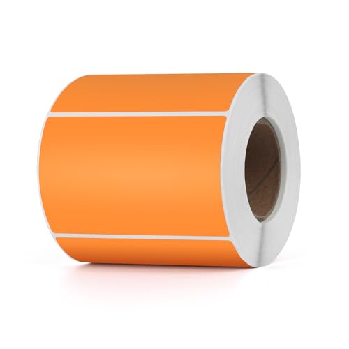 YIKIADA Orange Thermo-Etikett Vinyl 50 x 76 mm Rolle Rechteckig Selbstklebend Adressaufkleber Wasserdicht Aufkleber für Name Barcode QR Code DIY 500 Stück von YIKIADA