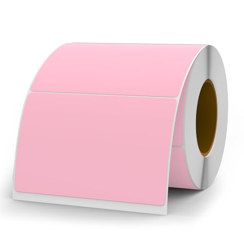 YIKIADA Rosa 50 x 76 mm Selbstklebend Vinyl Farbige Aufkleber Wasserdichte Name Klebeetiketten Rolle für Umzug Büro Lager Haus 500 Stück von YIKIADA
