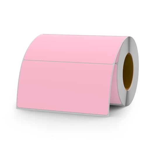 YIKIADA Rosa Etiketten 50 × 100 mm Selbstklebend Vinyl Farbige Aufkleber Wasserdichte Name Klebeetiketten Rolle für Umzug Büro Lager Haus 500 Stück von YIKIADA