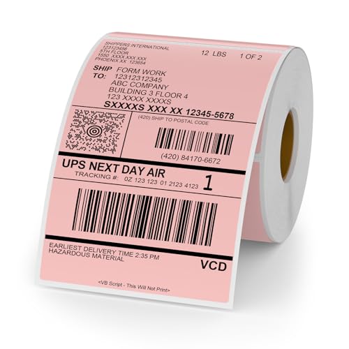 YIKIADA Rosa Thermo-Etikett Vinyl 150 × 100 mm Rolle Perforierte Selbstklebend Thermodirekt Aufkleber Wasserdicht Versandetikette für Barcode QR Code 250 Stück YIKIADA Rosa Thermo-Etikett Vinyl 150 × 100 mm Rolle Perforierte Selbstklebend Thermodirekt Aufkleber Wasserdicht Versandetikette für Barcode QR Code 250 Stück von YIKIADA