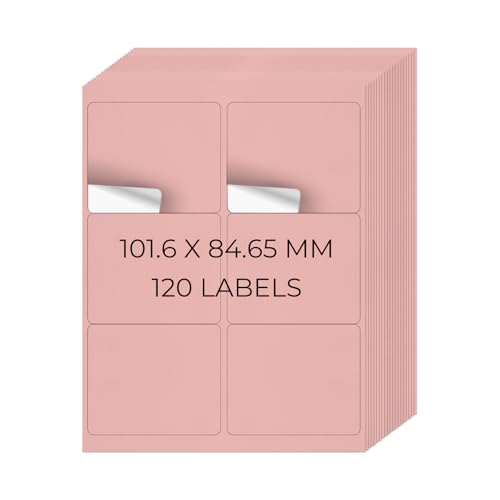 YIKIADA Rosa Universal Etiketten 101,6 × 84,67 MM Vinyl Selbstklebend Ablösbar Blanko Aufkleber Bedruckbar Namenaufkleber Büro Adressetiketten für Tintenstrahl- und Laserdruckern 120 Stück YIKIADA Rosa Universal Etiketten 101,6 × 84,67 MM Vinyl Selbstklebend Ablösbar Blanko Aufkleber Bedruckbar Namenaufkleber Büro Adressetiketten für Tintenstrahl- und Laserdruckern 120 Stück von YIKIADA