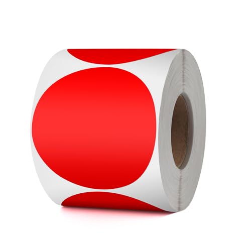 YIKIADA Rot Punkte Thermo-Etikett Vinyl 76 mm Selbstklebend Rolle Adressaufkleber Wasserdicht Drucker Aufkleber für Logo Barcode QR Code Inventar 500 Stück von YIKIADA