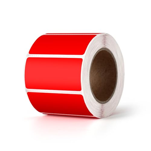 YIKIADA Rot Thermo-Etikett Vinyl 25 x 50 mm Rolle Rechteckig Selbstklebend Adressaufkleber Wasserdicht Aufkleber für Name Barcode QR Code DIY 500 Stück von YIKIADA