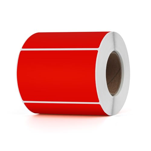 YIKIADA Rot Thermo-Etikett Vinyl 50 x 76 mm Rolle Rechteckig Selbstklebend Adressaufkleber Wasserdicht Aufkleber für Name Barcode QR Code DIY 500 Stück von YIKIADA