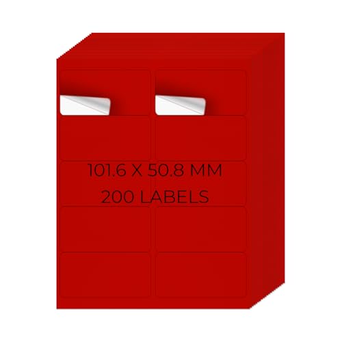 YIKIADA Rot Universal Etiketten 50,8 × 101,6 MM Vinyl Selbstklebend Ablösbar Blanko Aufkleber Bedruckbar Namenaufkleber Büro Adressetiketten für Tintenstrahl- und Laserdruckern 200 Stück YIKIADA Rot Universal Etiketten 50,8 × 101,6 MM Vinyl Selbstklebend Ablösbar Blanko Aufkleber Bedruckbar Namenaufkleber Büro Adressetiketten für Tintenstrahl- und Laserdruckern 200 Stück von YIKIADA