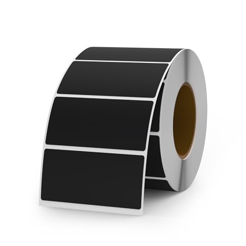 YIKIADA Schwarz Tafel-Aufkleber 25 × 50 mm Wasserdichte Aufkleber Vinyl Selbstklebend Küchen Klebeetiketten Namensschild Rolle für Marmelade Büro Gewürzgläser Haus 500 Stück von YIKIADA