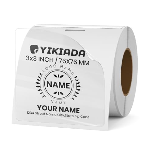 YIKIADA Transparente Thermo Etiketten Vinyl 76 x 76 mm Rolle Rechteckig Selbstklebend Siegel Wasserdicht Aufkleber für Name Barcode QR Code DIY 200 Stück von YIKIADA