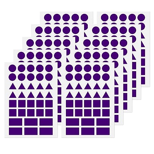 YIKIADA Violett Aufkleber Geometrische Formen Selbstklebende Klebepunkte Etiketten Dreieck, Kreis, Quadrat, Rechteck Umzugsaufkleber 360 Stück von YIKIADA