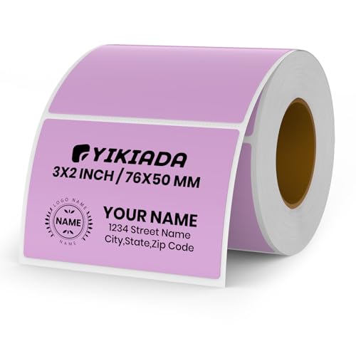 YIKIADA Violett Thermo-Etikett Vinyl 50 × 76 mm Rolle Rechteckig Selbstklebend Adressaufkleber Wasserdicht Aufkleber für Name Barcode QR Code DIY 500 Stück von YIKIADA