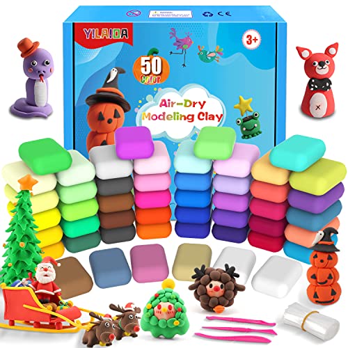 Lufttrocknender Ton, magische Modelliermasse, 50 Farben, sicher und ungiftig, ultraleichter Ton mit Modellierwerkzeugen, Lernspielzeug für Kinder und DIY-Geschenke Lufttrocknender Ton, magische Modelliermasse, 50 Farben, sicher und ungiftig, ultraleichter Ton mit Modellierwerkzeugen, Lernspielzeug für Kinder und DIY-Geschenke von YILAIDA