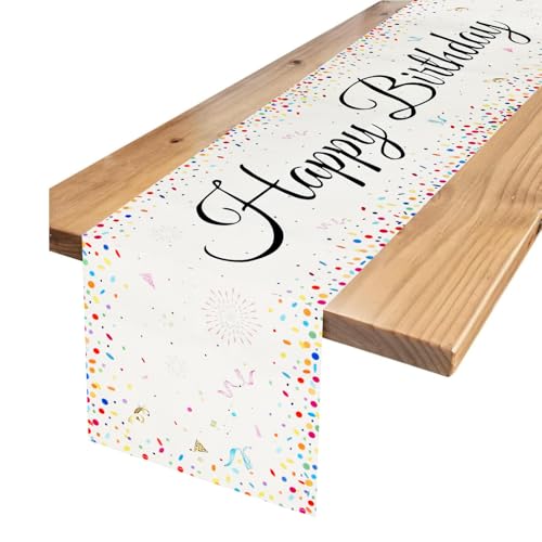 Geburtstag Tischläufer, 33 X 183 cm, Happy Birthday Deko, Waschbar Tischband, Tischdecke Geburtstag mit Konfetti, Geeignet für die Kinder Party Deko von Jungen und Mädchen Geburtstag Tischläufer, 33 X 183 cm, Happy Birthday Deko, Waschbar Tischband, Tischdecke Geburtstag mit Konfetti, Geeignet für die Kinder Party Deko von Jungen und Mädchen von YILANJIN