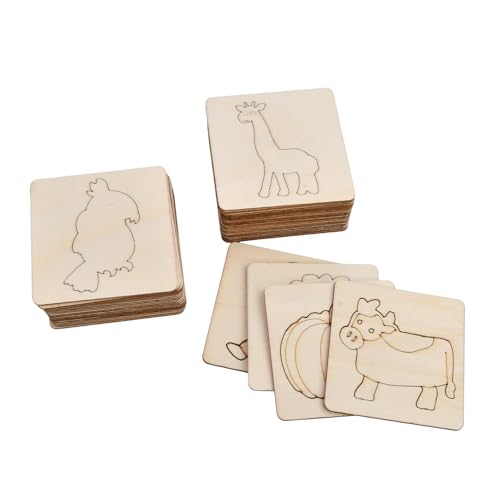 YILANJIN 60 Stück Schablonen Zeichnen, Zeichenschablonen für Kinder, Holz Zeichnungs Schablonen Set, Pädagogische DIY-Malschablonen, Cartoon Malen Tierschablonenfür DIY Geschenkkarten Geschenke Kinder von YILANJIN