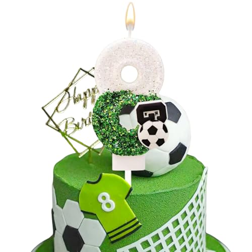 YILANJIN Geburtstagskerzen Zahlen 8, Fußball Geburtstagskerzen, 8 Jahr Fußball Deko Geburtstag, Jungen 8th Geburtstag Dekorationen, Tortenkerzen Zahlen, Kuchenkerzen für Kinder YILANJIN Geburtstagskerzen Zahlen 8, Fußball Geburtstagskerzen, 8 Jahr Fußball Deko Geburtstag, Jungen 8th Geburtstag Dekorationen, Tortenkerzen Zahlen, Kuchenkerzen für Kinder von YILANJIN