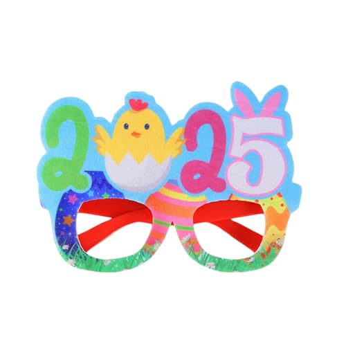 YILEEGOO Osterbrillenrahmen für Oster-Party-Dekoration, Happy Easter Bunny Photo Booth Requisiten Osterbrillen Zubehör für Erwachsene Kinder Lustiger Brillenrahmen (Himmelblau, 16 cm x 11,7 cm) von YILEEGOO