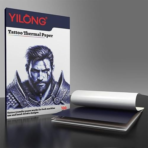Schablonen-Transferpapier zum Tätowieren, 100 Blatt temporäres Tattoo-Papier mit gestrichelten Linien, 4 Schichten A4-Größe, Thermoschablonenpapier für Tattoo-Schablonendrucker, Tattoo-Kits und Schablonen-Transferpapier zum Tätowieren, 100 Blatt temporäres Tattoo-Papier mit gestrichelten Linien, 4 Schichten A4-Größe, Thermoschablonenpapier für Tattoo-Schablonendrucker, Tattoo-Kits und von YILONG