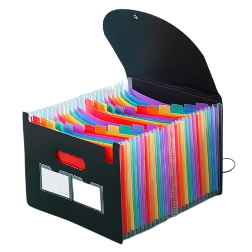Akkordeon-Aktenordner mit 13/24 Fächern, Fächermappe, Organizer, Ablagebox, mehrfarbig, Papier-/Rechnungs-/Quittungs-/Dokumentenhaltertasche, A4 Für Zuhause Büro(24 Pockets) von YILWPV