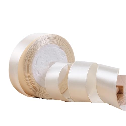 Geschenkband 4 Bände Elfenbein Satinbänder Weihnachten Halloween Geburtstagsfeier Hochzeitsdekoration DIY Handwerk Geschenkbox Kuchenverpackung FüR Geschenkverpackung(Beige25mm) von YILWPV