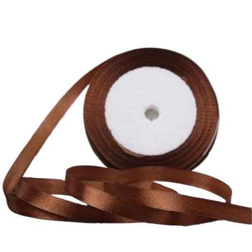 Geschenkband 4 Bände Satinbänder for Basteln, Schleifen, handgefertigt, Geschenkpapier, Party, Hochzeit, dekorativ FüR Geschenkverpackung(Coffee,15mm) von YILWPV
