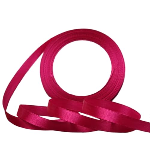 Geschenkband 4 Bände Satinbänder for Basteln, Schleifen, handgefertigt, Geschenkpapier, Party, Hochzeit, dekorativ FüR Geschenkverpackung(Dark Rose red,6mm) von YILWPV