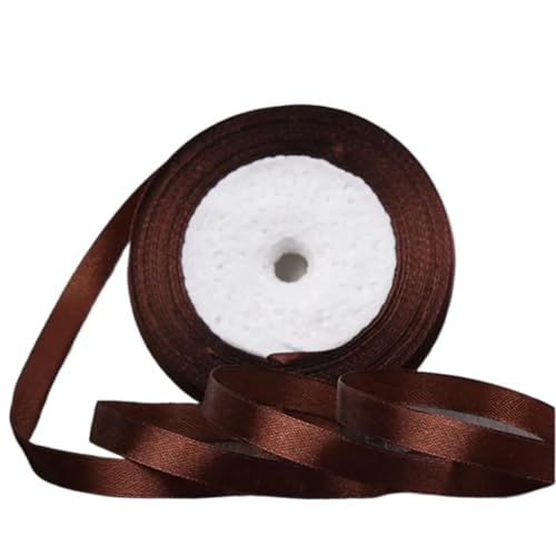 Geschenkband 4 Bände Satinbänder for Basteln, Schleifen, handgefertigt, Geschenkpapier, Party, Hochzeit, dekorativ FüR Geschenkverpackung(Dark coffee,6mm) von YILWPV