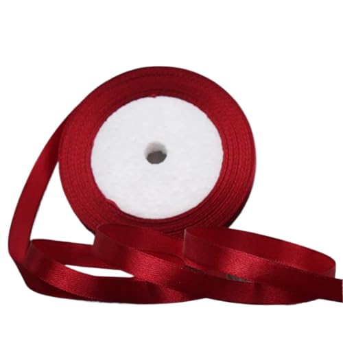 Geschenkband 4 Bände Satinbänder for Basteln, Schleifen, handgefertigt, Geschenkpapier, Party, Hochzeit, dekorativ FüR Geschenkverpackung(Wine red,10mm) von YILWPV