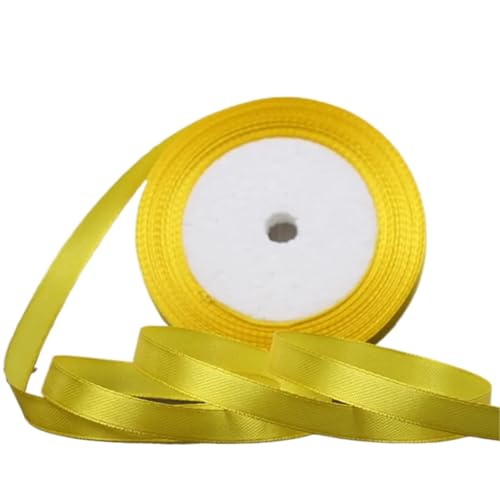 Geschenkband 4 Bände Satinbänder for Basteln, Schleifen, handgefertigt, Geschenkpapier, Party, Hochzeit, dekorativ FüR Geschenkverpackung(Yellow,10mm) von YILWPV