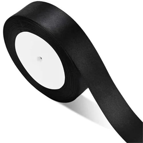 Geschenkband 6 Rollen Schleife Handgefertigtes schwarzes Satinband DIY Ripsbänder for Bastelarbeiten Bänder Blumenkuchen Geschenkverpackung Shop Supplies FüR Geschenkverpackung(2.5cm Black) von YILWPV