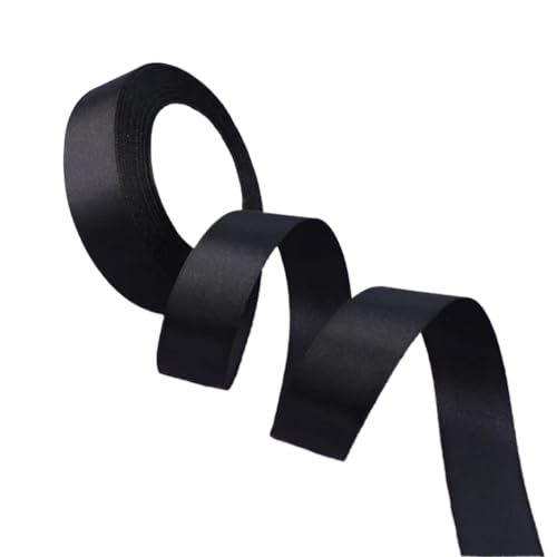 Geschenkband 6 rollen Silk Satin Bänder Weihnachten Halloween Geschenk Verpackung Hochzeit Dekoration Bänder FüR Geschenkverpackung(Black) von YILWPV