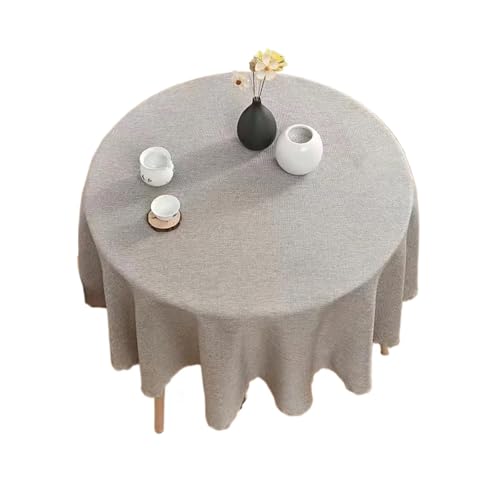 Runde Tischdecke aus Baumwollleinen, einfarbig, Durchmesser 90–180 cm, for Zuhause Für Wohnzimmer Esszimmer(Khaki,120cm) von YILWPV