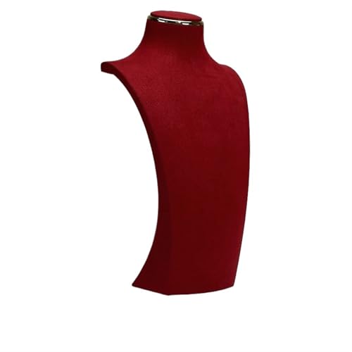 YILWPV Kettenständer Halsketten-Ausstellungsständer, Metall-Mikrofaser-Fenstermodell, Hals-Ausstellungsständer, Anhänger, hängendes Hals-Hals-Regal(L Red) von YILWPV