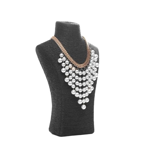 YILWPV Kettenständer Hanf Seil Mannequin Halskette Display Stand Halter for Schmuck Shop Ausstellung Bunte Perlen Halskette Lagerung Anhänger Organizer(L Black) von YILWPV