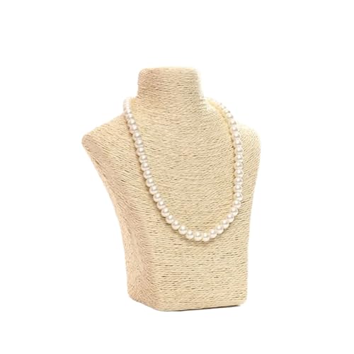 YILWPV Kettenständer Hanf Seil Mannequin Halskette Display Stand Halter for Schmuck Shop Ausstellung Bunte Perlen Halskette Lagerung Anhänger Organizer(S Beige) von YILWPV
