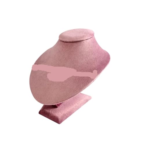 YILWPV Kettenständer Juweliergeschäft, rosafarbener Samt, Portrait-Halsschmuck-Ausstellungsständer, Anhänger-Ring-Tablett, Thekenvitrine, Organizer(Style 03) von YILWPV