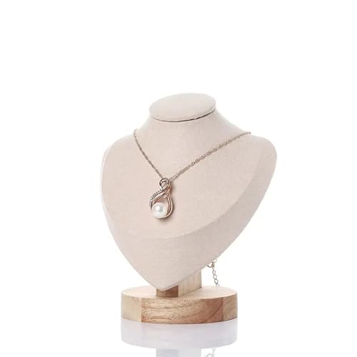 YILWPV Kettenständer Modell Büste Show Aussteller Samt Schmuck Display Halskette Anhänger Schaufensterpuppe Schmuckständer Organizer(Beige,M) von YILWPV