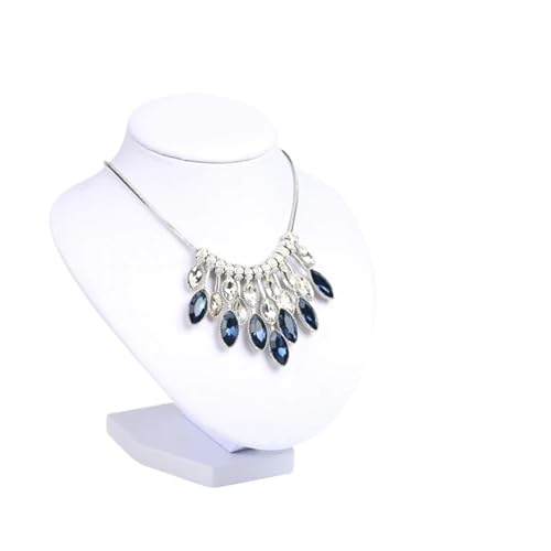 YILWPV Kettenständer PU Weißes Leder Modell Büste Show Schmuck Halskette Ohrring Display Anhänger Schaufensterpuppe Schmuckständer Organizer(H15cm) von YILWPV