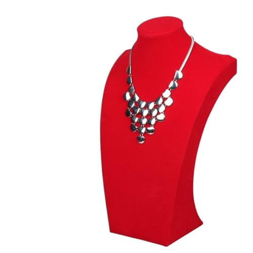 YILWPV Kettenständer Roter Samt-Schaufensterpuppen-Regal mit Halskette, Anhänger, Kette, Schmuckständer, Halter, for Dekorieren von Armbändern, Schmuckständer(H39cm) von YILWPV