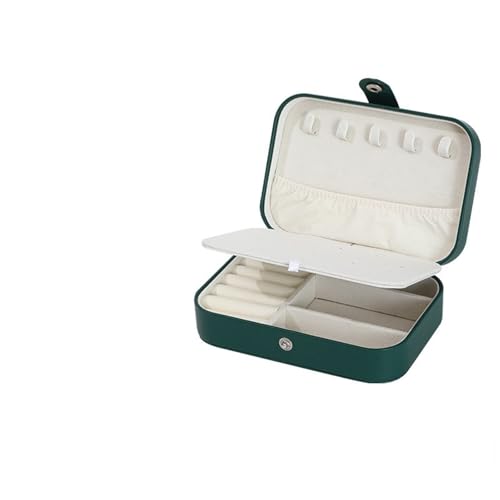 YILWPV Schmuckkästchen Tragbare Schmuckschatulle, Schmuck-Organizer, Display, Reise-Schmucketui, Boxen, Knopf, Leder, Aufbewahrung, Reißverschluss, Juweliere(Green) von YILWPV