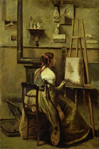 YIMACBJXX Bekannt Graffiti Leinwanddruck Dekorative Bilder das Atelier von Corot oder Junge Frau sitzt vor einer Staffelei von Jean Baptiste Camille Corot für Office Home Decor 60x90cm YIMACBJXX Bekannt Graffiti Leinwanddruck Dekorative Bilder das Atelier von Corot oder Junge Frau sitzt vor einer Staffelei von Jean Baptiste Camille Corot für Office Home Decor 60x90cm von YIMACBJXX